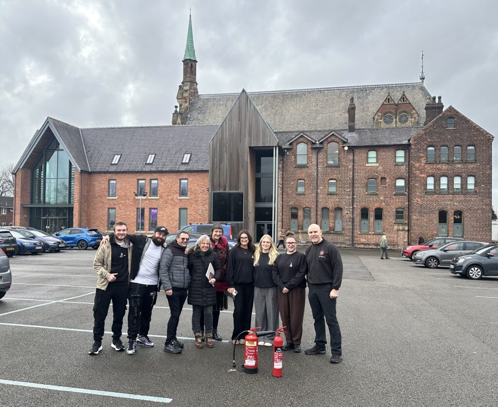 North West Fire Training delivering live fire training at the historic Gorton Monastery in Manchester.